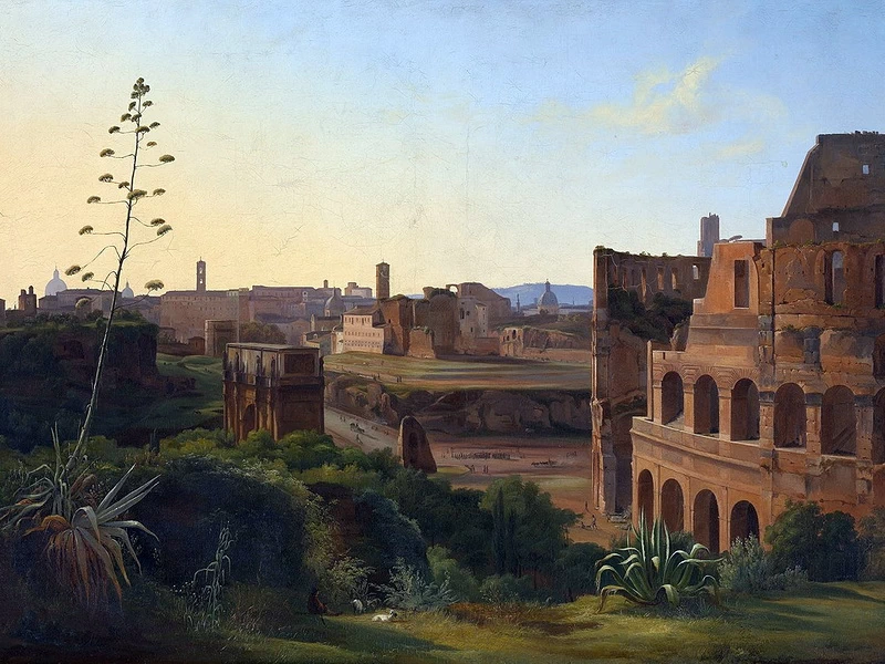 1797-Jodocus Sebastiaen van den Abeele - Vista del Colosseo a Roma